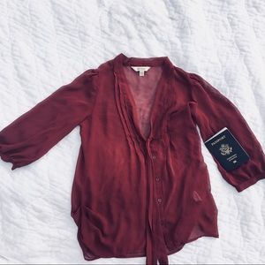 Women’s Maroon Burgundy Light Bow Blouse